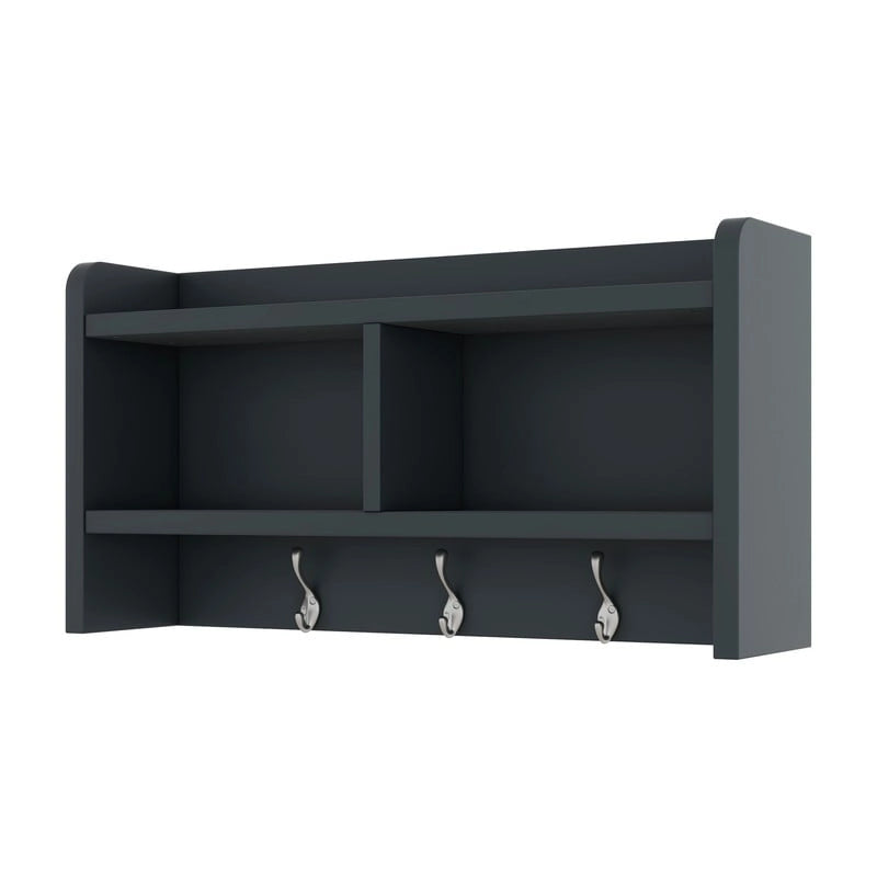 Dark Gray Hall Tree with Storage Cabinets, Open Shelves, Coat Hooks, Drawers and Shoe Bench
