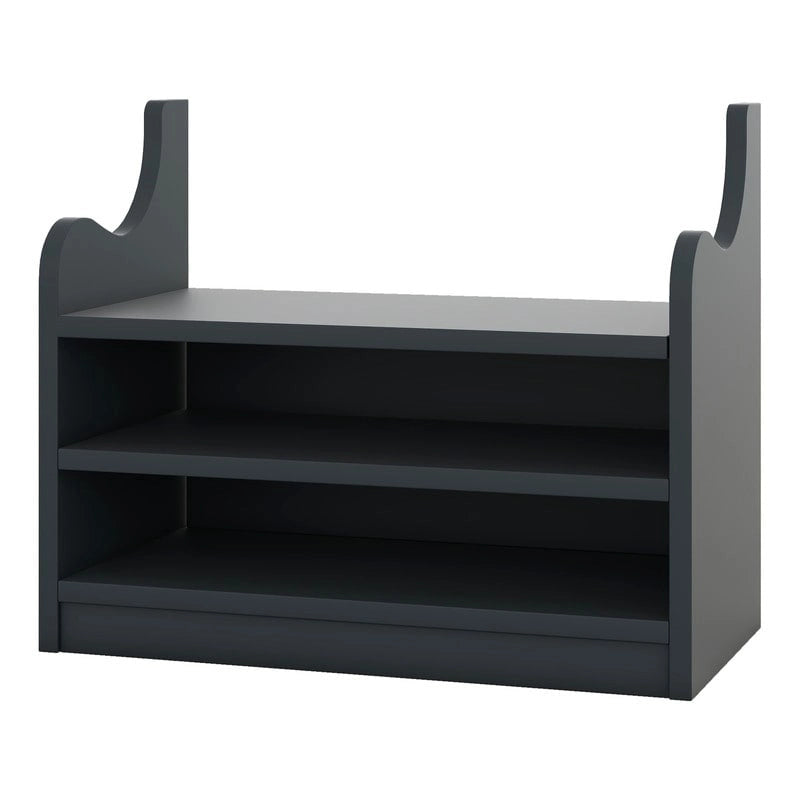 Dark Gray Hall Tree with Storage Cabinets, Open Shelves, Coat Hooks, Drawers and Shoe Bench